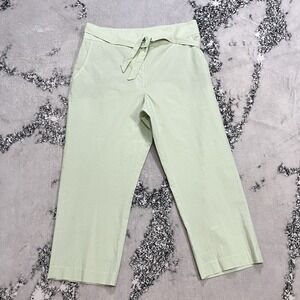 DKNY‎ Womens Pants Size 18 Green Tie Waist Straight Leg Lightweight NWOT